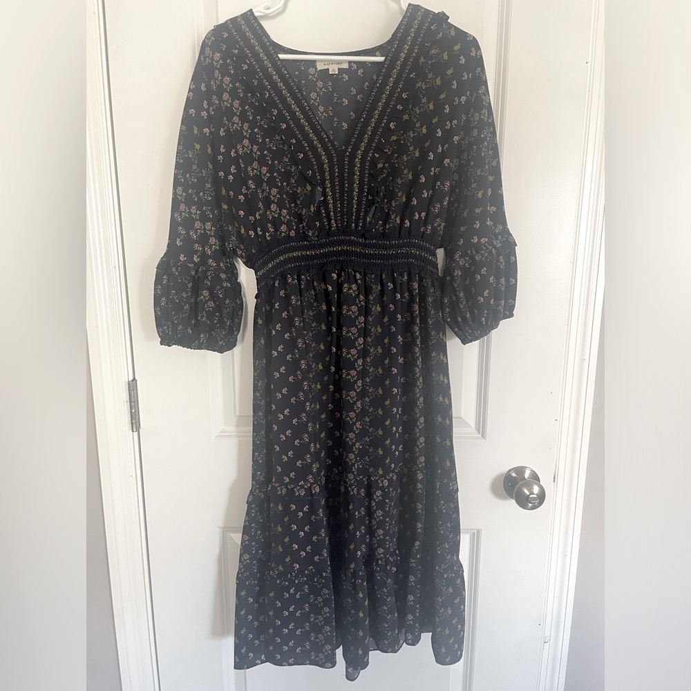 Max Studio midi blue dress